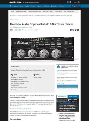 MusicRadar.com Universal Audio Empirical Labs EL8 Distressor MusicRadar.com Universal Audio Empirical Labs EL8 Distressor