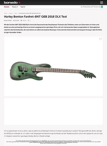 Bonedo.de Harley Benton Fanfret-8NT QEB 2018 DLX Bonedo.de Harley Benton Fanfret-8NT QEB 2018 DLX