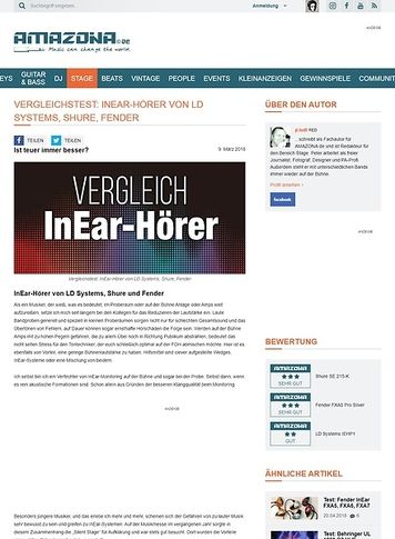 Amazona.de Vergleichstest: InEar-Hörer von LD Systems, Shure, Fender Amazona.de Vergleichstest: InEar-Hörer von LD Systems, Shure, Fender