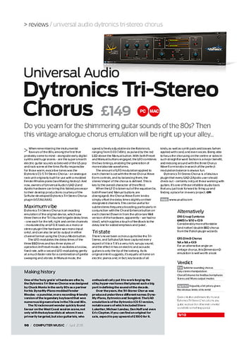 Computer Music Universal Audio Dytronics Tri-Stereo Chorus Computer Music Universal Audio Dytronics Tri-Stereo Chorus