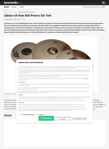 Bonedo.de Sabian AA Raw Bell Promo Set Bonedo.de Sabian AA Raw Bell Promo Set