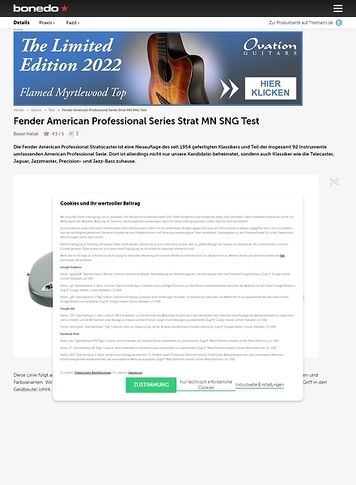 Bonedo.de Fender American Professional Series Strat MN Bonedo.de Fender American Professional Series Strat MN