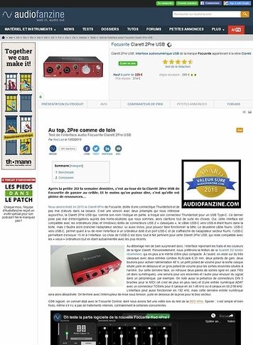 Audiofanzine.com Focusrite Clarett 2Pre USB Audiofanzine.com Focusrite Clarett 2Pre USB