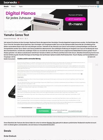 Bonedo.de Yamaha Genos Bonedo.de Yamaha Genos