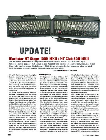 Gitarre & Bass Blackstar HT Stage 100H & 50H MKII Gitarre & Bass Blackstar HT Stage 100H & 50H MKII