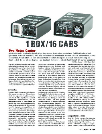 Gitarre & Bass Two Notes Captor, Load-Box & Speaker Sim Gitarre & Bass Two Notes Captor, Load-Box & Speaker Sim