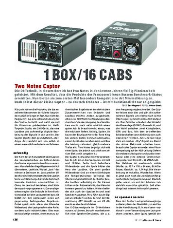 Gitarre & Bass Two Notes Captor, Load-Box & Speaker Sim Gitarre & Bass Two Notes Captor, Load-Box & Speaker Sim