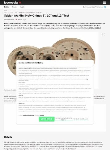 Bonedo.de Sabian AA Mini Holy Chinas 8“, 10“ und 12“ Bonedo.de Sabian AA Mini Holy Chinas 8“, 10“ und 12“