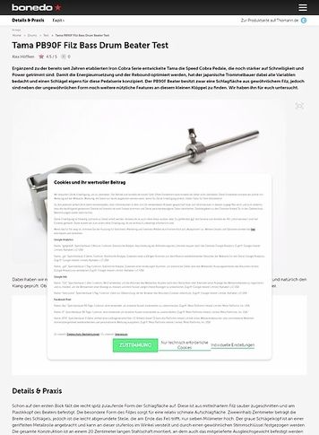 Bonedo.de Tama PB90F Filz Bass Drum Beater Bonedo.de Tama PB90F Filz Bass Drum Beater