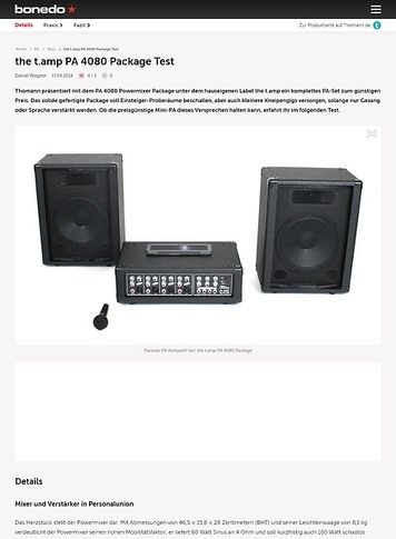 Bonedo.de the t.amp PA 4080 Package Bonedo.de the t.amp PA 4080 Package