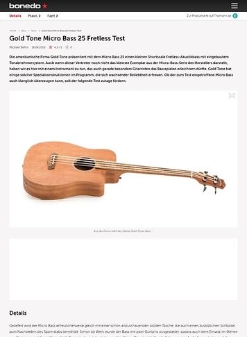 Bonedo.de Gold Tone Micro Bass 25 Fretless Bonedo.de Gold Tone Micro Bass 25 Fretless
