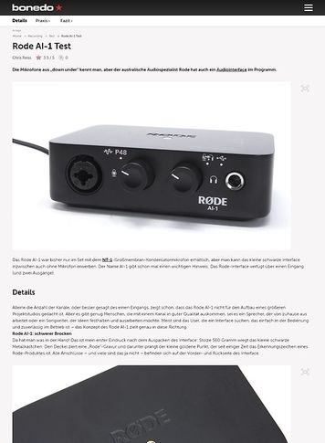 Bonedo.de Rode AI-1 Bonedo.de Rode AI-1