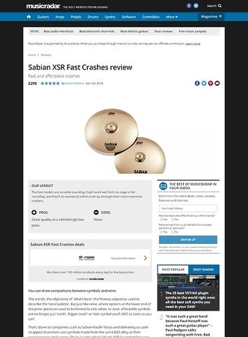 MusicRadar.com Sabian XSR Fast Crashes MusicRadar.com Sabian XSR Fast Crashes
