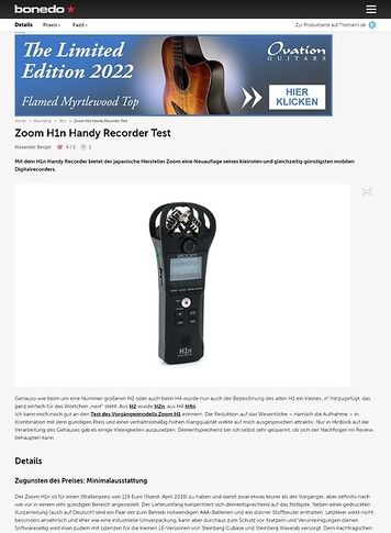 Bonedo.de Zoom H1n Handy Recorder Bonedo.de Zoom H1n Handy Recorder