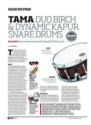 Rhythm Tama Duo Birch and Dynamic Kapur Snare Drums Rhythm Tama Duo Birch and Dynamic Kapur Snare Drums