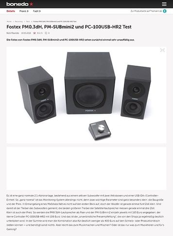 Bonedo.de Fostex PM0.3dH, PM-SUBmini2 und PC-100USB-HR2 Bonedo.de Fostex PM0.3dH, PM-SUBmini2 und PC-100USB-HR2