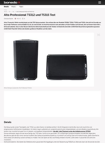 Bonedo.de Alto Professional TS312 und TS315 Bonedo.de Alto Professional TS312 und TS315