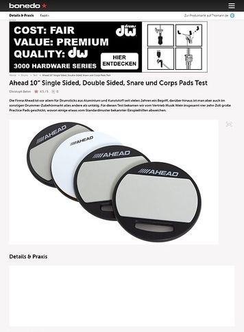 Bonedo.de Ahead 10 Single Sided, Double Sided, Snare und Corps Pads Bonedo.de Ahead 10 Single Sided, Double Sided, Snare und Corps Pads