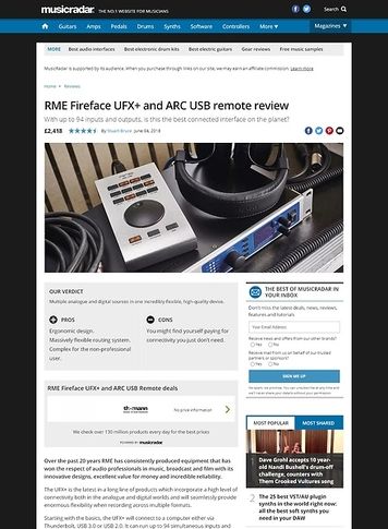 MusicRadar.com RME Fireface UFX+ and ARC USB remote MusicRadar.com RME Fireface UFX+ and ARC USB remote
