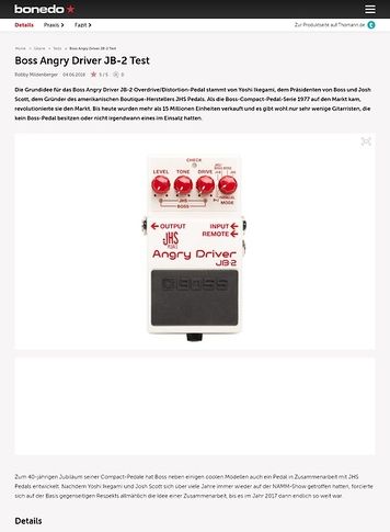 Bonedo.de Boss Angry Driver JB-2 Bonedo.de Boss Angry Driver JB-2