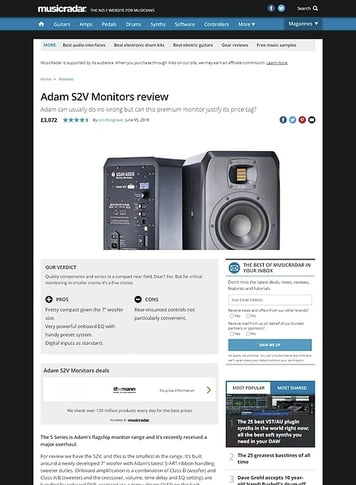 MusicRadar.com Adam S2V Monitors MusicRadar.com Adam S2V Monitors