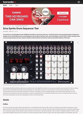 Bonedo.de Erica Synths Drum Sequencer Bonedo.de Erica Synths Drum Sequencer