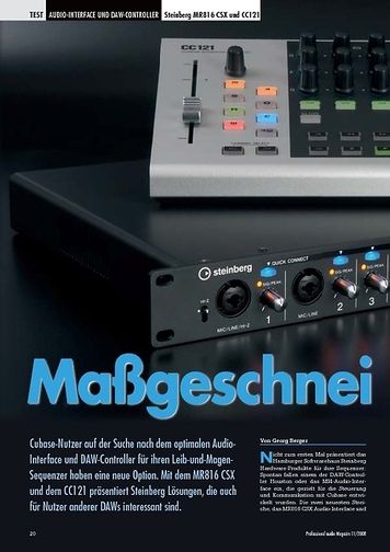 Professional Audio Maßgeschneidert Steinberg MR816 CSX und CC121 Professional Audio Maßgeschneidert Steinberg MR816 CSX und CC121