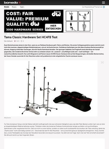 Bonedo.de Tama Classic Hardware Set HC4FB Bonedo.de Tama Classic Hardware Set HC4FB