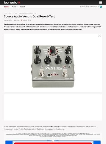 Bonedo.de Source Audio Ventris Dual Reverb Bonedo.de Source Audio Ventris Dual Reverb