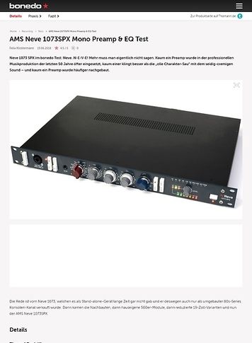 Bonedo.de AMS Neve 1073SPX Mono Preamp & EQ Bonedo.de AMS Neve 1073SPX Mono Preamp & EQ
