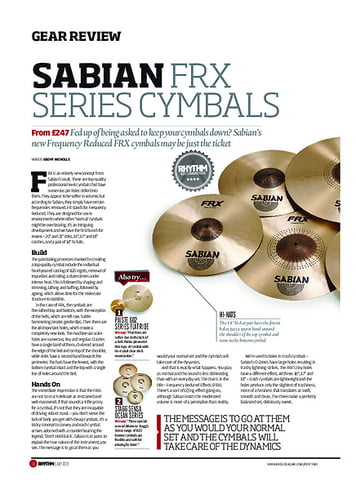 Rhythm Sabian FRX Series Cymbals Rhythm Sabian FRX Series Cymbals
