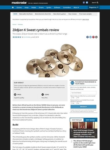 MusicRadar.com Zildjian K Sweet cymbals MusicRadar.com Zildjian K Sweet cymbals