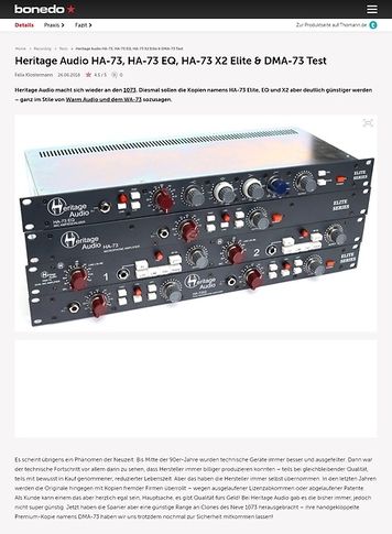 Bonedo.de Heritage Audio HA-73, HA-73 EQ, HA-73 X2 Elite & DMA-73 Bonedo.de Heritage Audio HA-73, HA-73 EQ, HA-73 X2 Elite & DMA-73