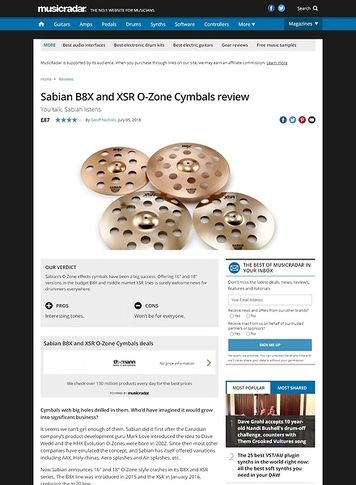 MusicRadar.com Sabian B8X and XSR O-Zone Cymbals MusicRadar.com Sabian B8X and XSR O-Zone Cymbals