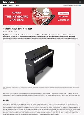 Bonedo.de Yamaha Arius YDP-S34 Bonedo.de Yamaha Arius YDP-S34