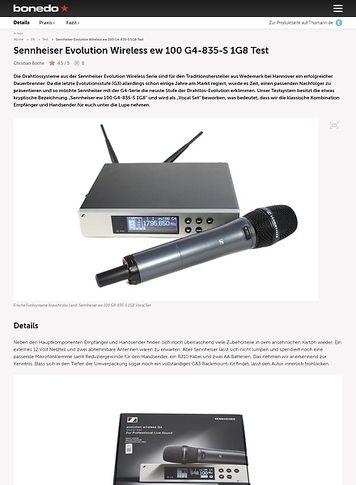 Bonedo.de Sennheiser Evolution Wireless ew 100 G4-835-S 1G8 Bonedo.de Sennheiser Evolution Wireless ew 100 G4-835-S 1G8