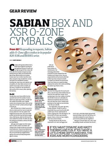 Rhythm Sabian B8X and XSR O-Zone Cymbals Rhythm Sabian B8X and XSR O-Zone Cymbals