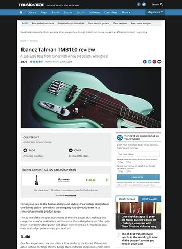 MusicRadar.com Ibanez Talman TMB100 MusicRadar.com Ibanez Talman TMB100