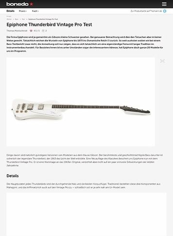 Bonedo.de Epiphone Thunderbird Vintage Pro Bonedo.de Epiphone Thunderbird Vintage Pro