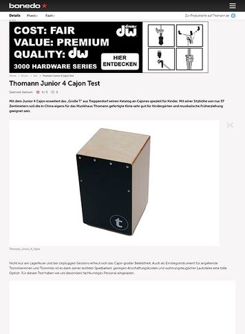 Bonedo.de Thomann Junior 4 Cajon Bonedo.de Thomann Junior 4 Cajon