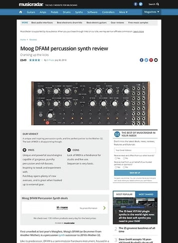 MusicRadar.com Moog DFAM percussion synth MusicRadar.com Moog DFAM percussion synth