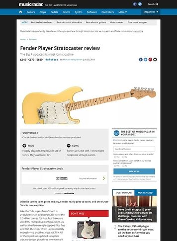MusicRadar.com Fender Player Stratocaster MusicRadar.com Fender Player Stratocaster