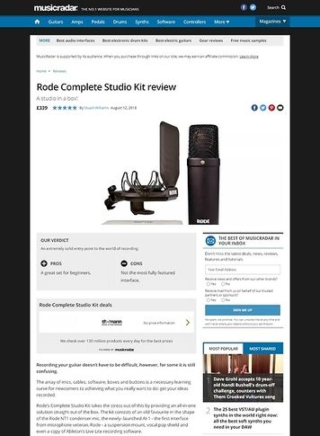 MusicRadar.com Rode Complete Studio Kit MusicRadar.com Rode Complete Studio Kit