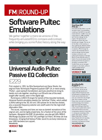 Future Music Universal Audio Pultec Passive EQ Collection Future Music Universal Audio Pultec Passive EQ Collection