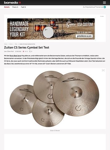 Bonedo.de Zultan CS Series Cymbal Set Bonedo.de Zultan CS Series Cymbal Set