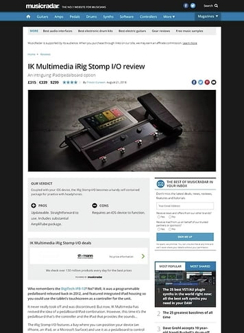 MusicRadar.com IK Multimedia iRig Stomp I/O MusicRadar.com IK Multimedia iRig Stomp I/O