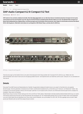 Bonedo.de DAP-Audio Compact 6.2 & Compact 9.2 Bonedo.de DAP-Audio Compact 6.2 & Compact 9.2