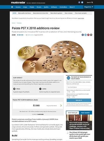 MusicRadar.com Paiste PST X 2018 additions MusicRadar.com Paiste PST X 2018 additions