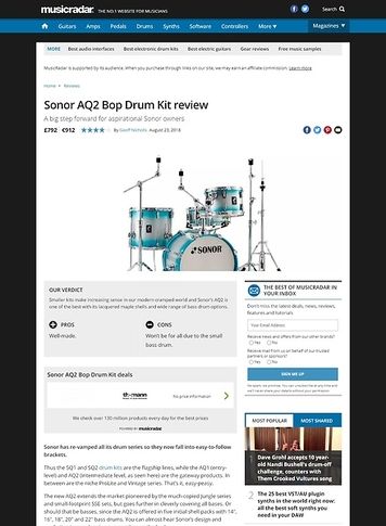 MusicRadar.com Sonor AQ2 Bop Drum Kit MusicRadar.com Sonor AQ2 Bop Drum Kit