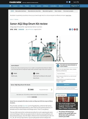 MusicRadar.com Sonor AQ2 Bop Drum Kit MusicRadar.com Sonor AQ2 Bop Drum Kit